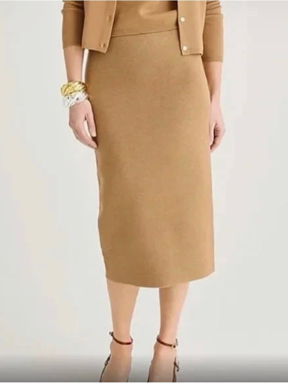 J. Crew Camel Midi Knit Pencil Skirt